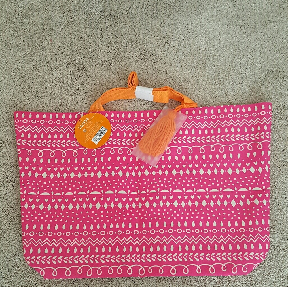 New hot pink beach tote bag